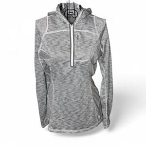 REI Co-op Women’s S Quarter-Zip Hooded Base Layer Top - Gray Striped - Size S